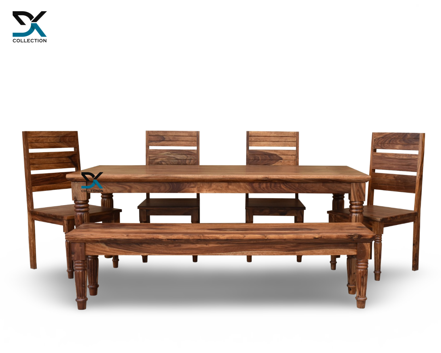 Monarch Solid Sheesham Wood Dining Table Set