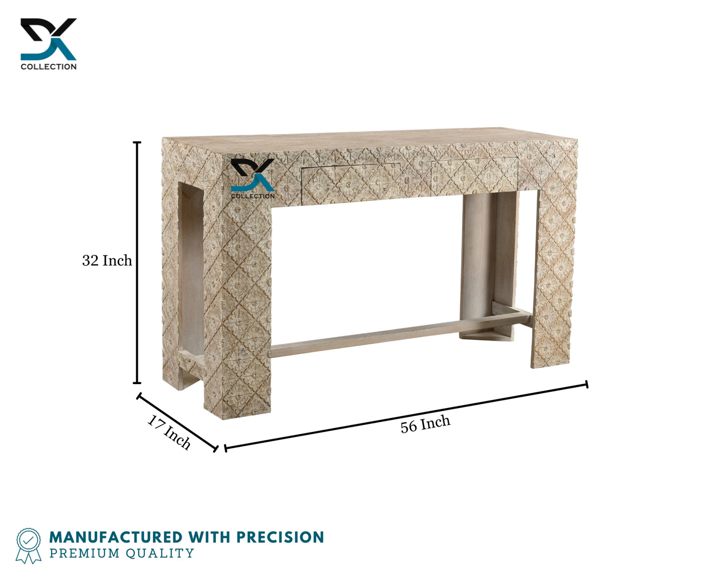 Montreal Solid Wood Flower Carving Console Table