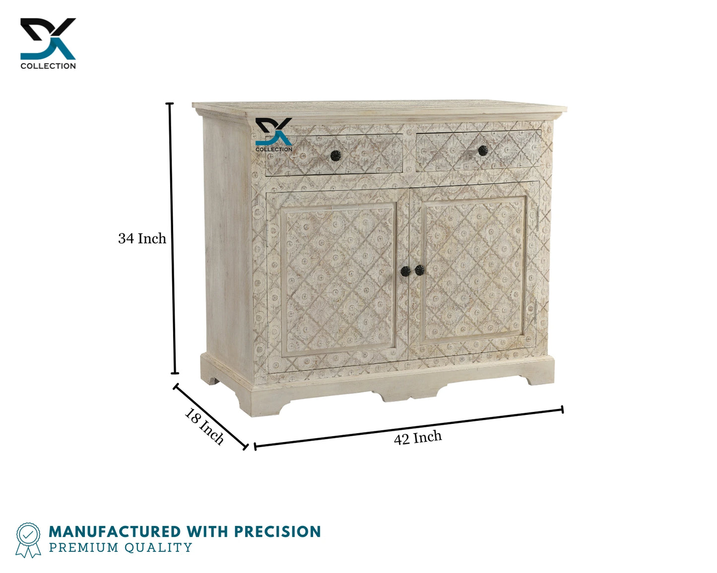 Montreal Solid Wood Flower Carving Storage Cabinet