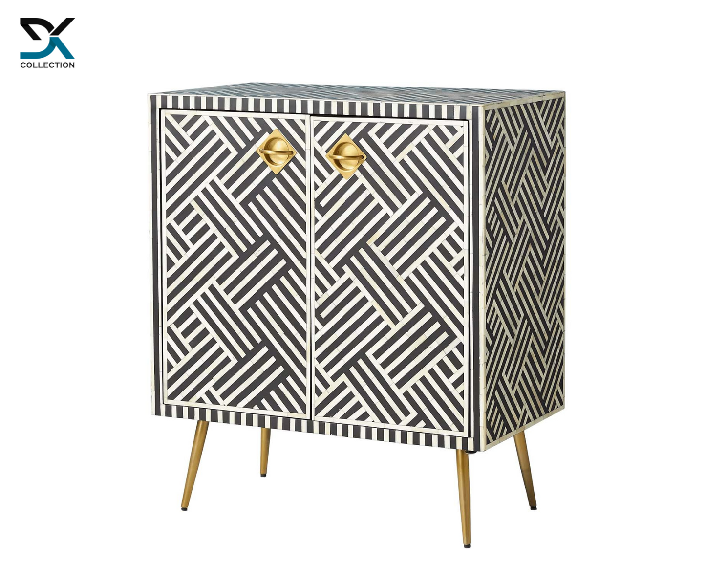 Scroll Two-Door Bone Inlay Cabinet