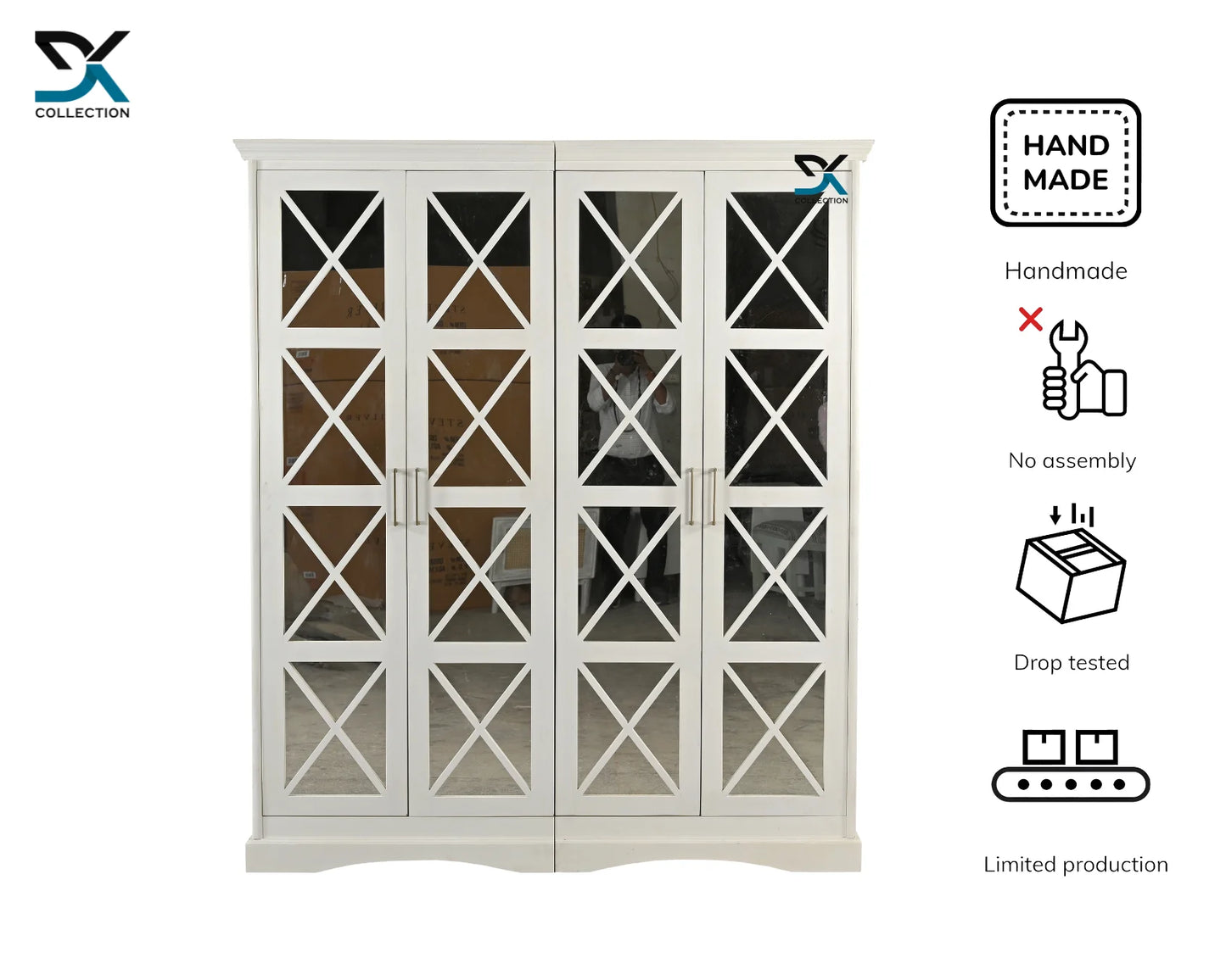 Zoey 4-Door Wardrobe | Plywood White Finished Wardrobe
