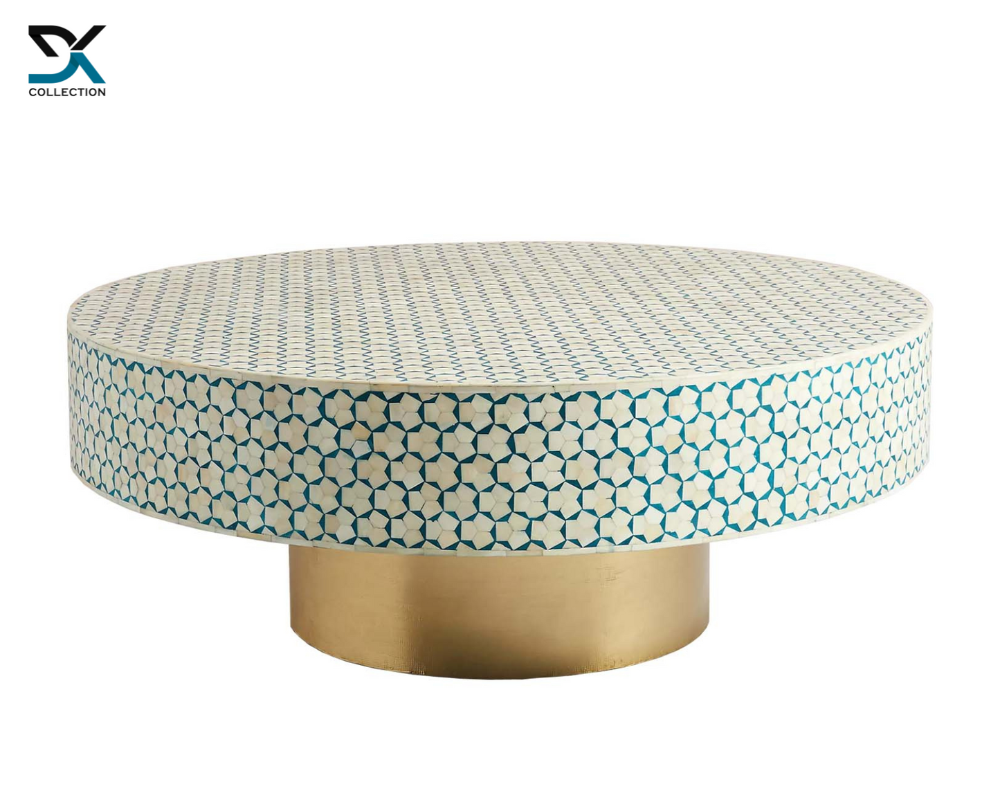 Optical Bone Inlay Round Coffee Table