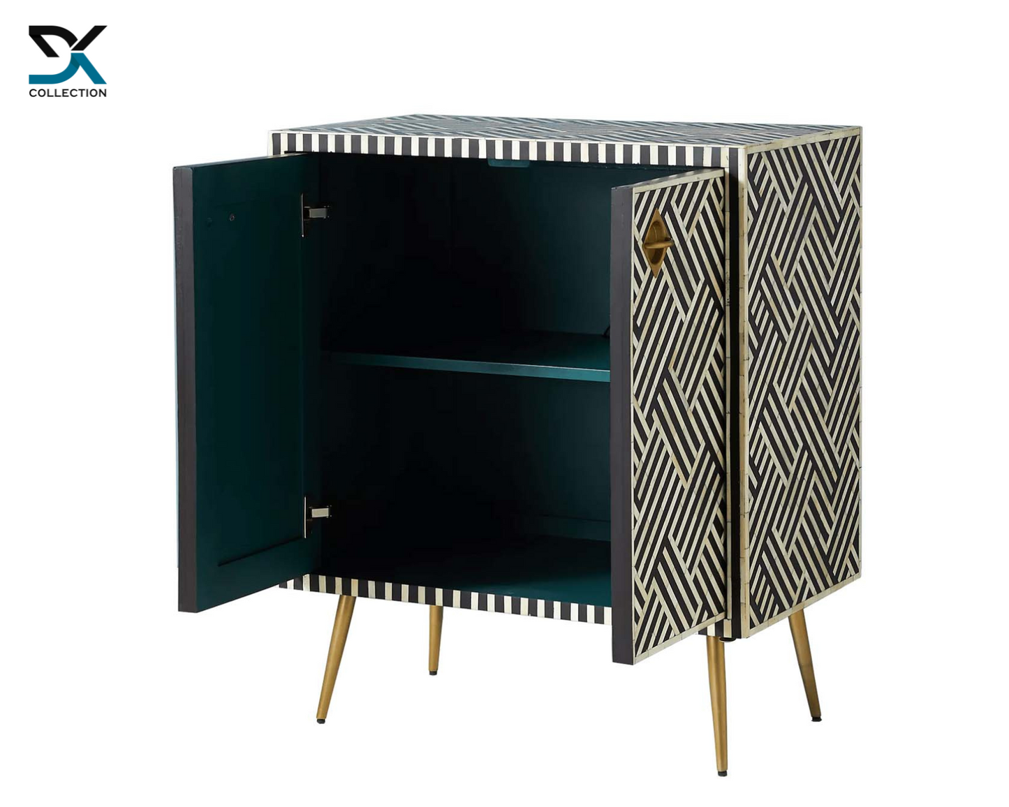 Scroll Two-Door Bone Inlay Cabinet