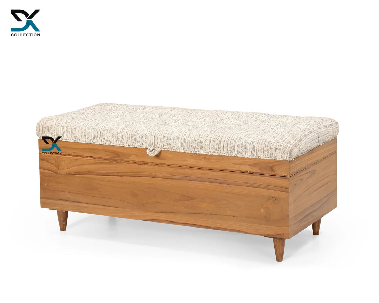 Monte Teak Wood Ottoman | Upholstered Blanket Box