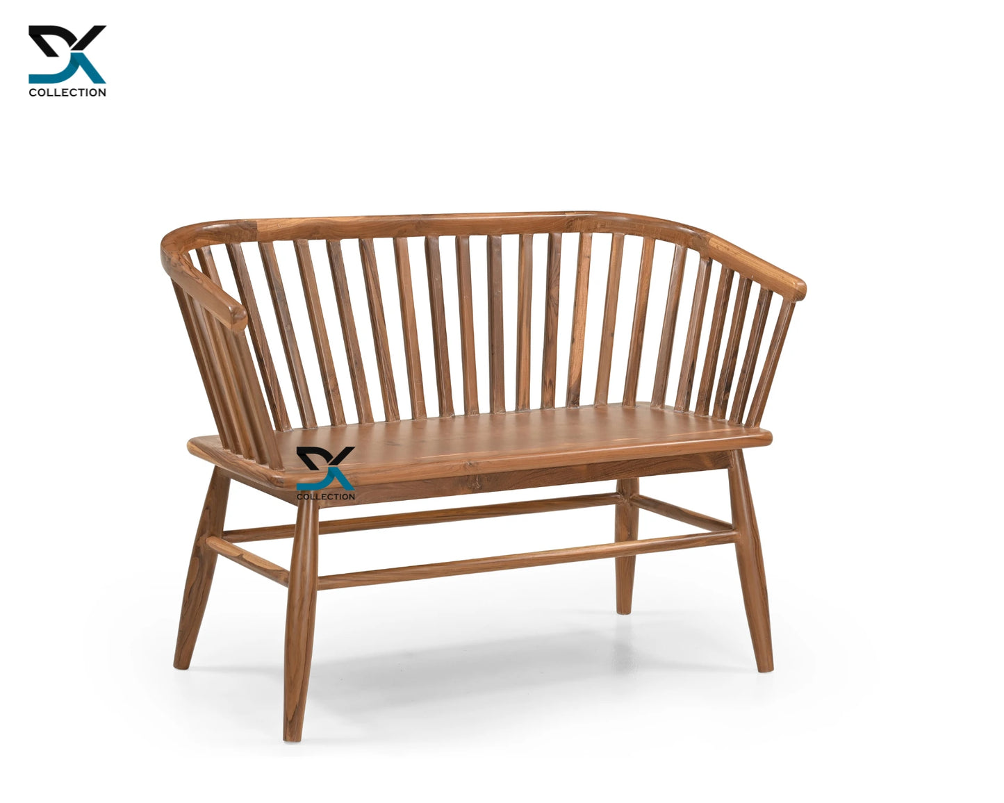 Monte Teak Wood Striped Bench | 2 seater wooden sofa