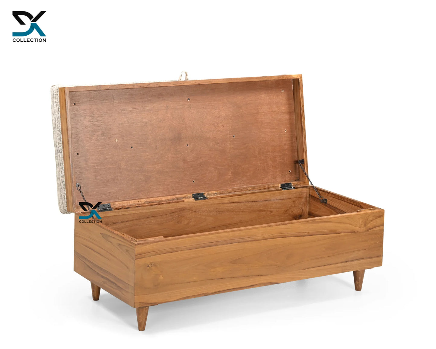 Monte Teak Wood Ottoman | Upholstered Blanket Box