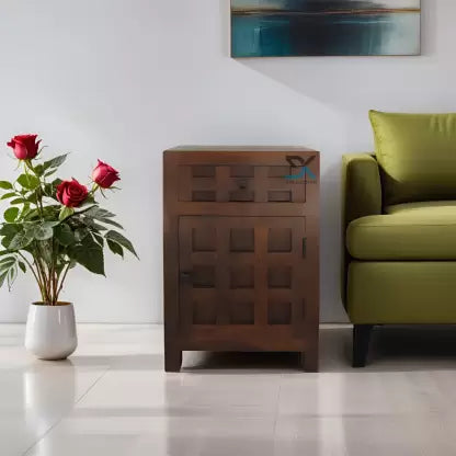 Solid Wood Bedside Table (Finish Color - Brown)