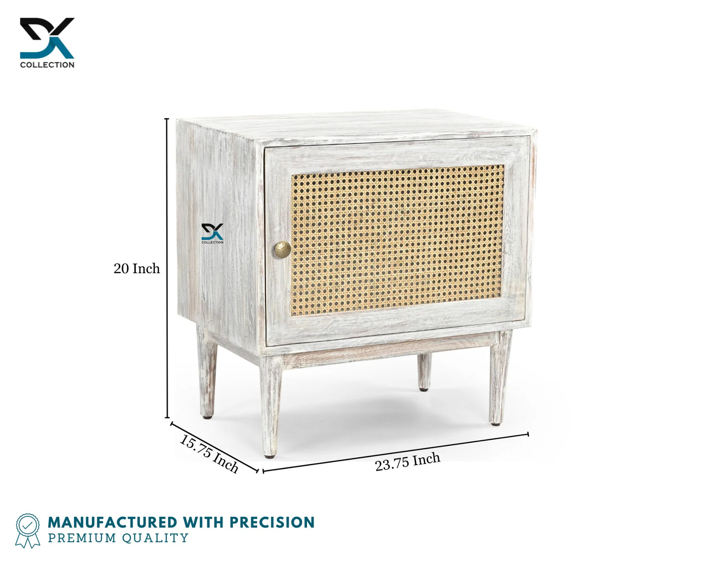 Sedona Teak Wood Bedside | White