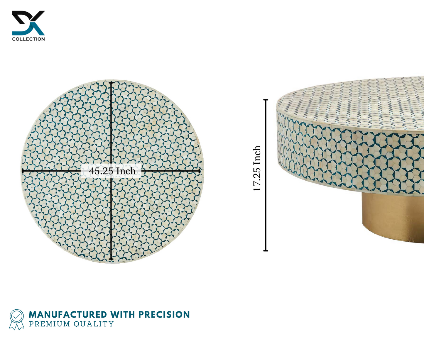 Optical Bone Inlay Round Coffee Table
