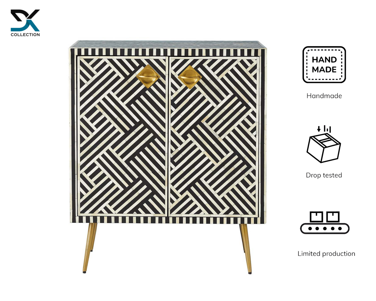 Scroll Two-Door Bone Inlay Cabinet