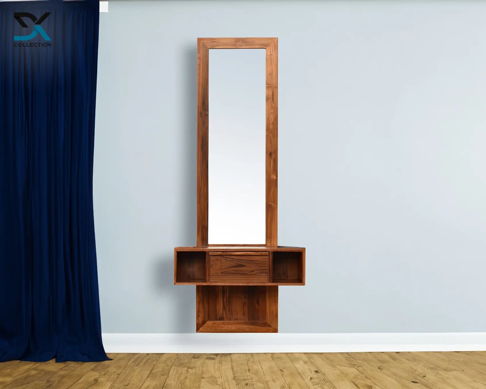 Saleno Wooden Wall Mounted Dressing Table With Drawer | Modern Mirror Saleno Wooden Wall Mounted Dressing Table With Drawer | Modern Mirror