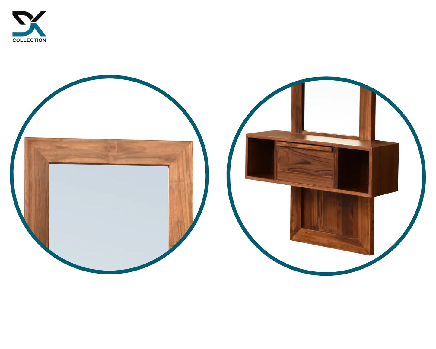 Saleno Wooden Wall Mounted Dressing Table With Drawer | Modern Mirror Table For Home & Bedroom