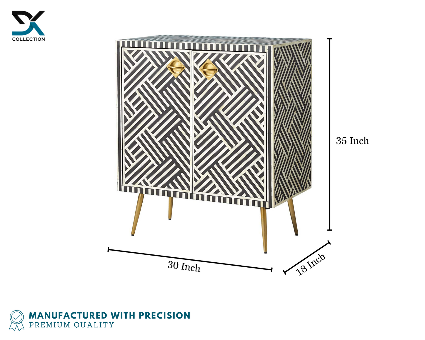 Scroll Two-Door Bone Inlay Cabinet