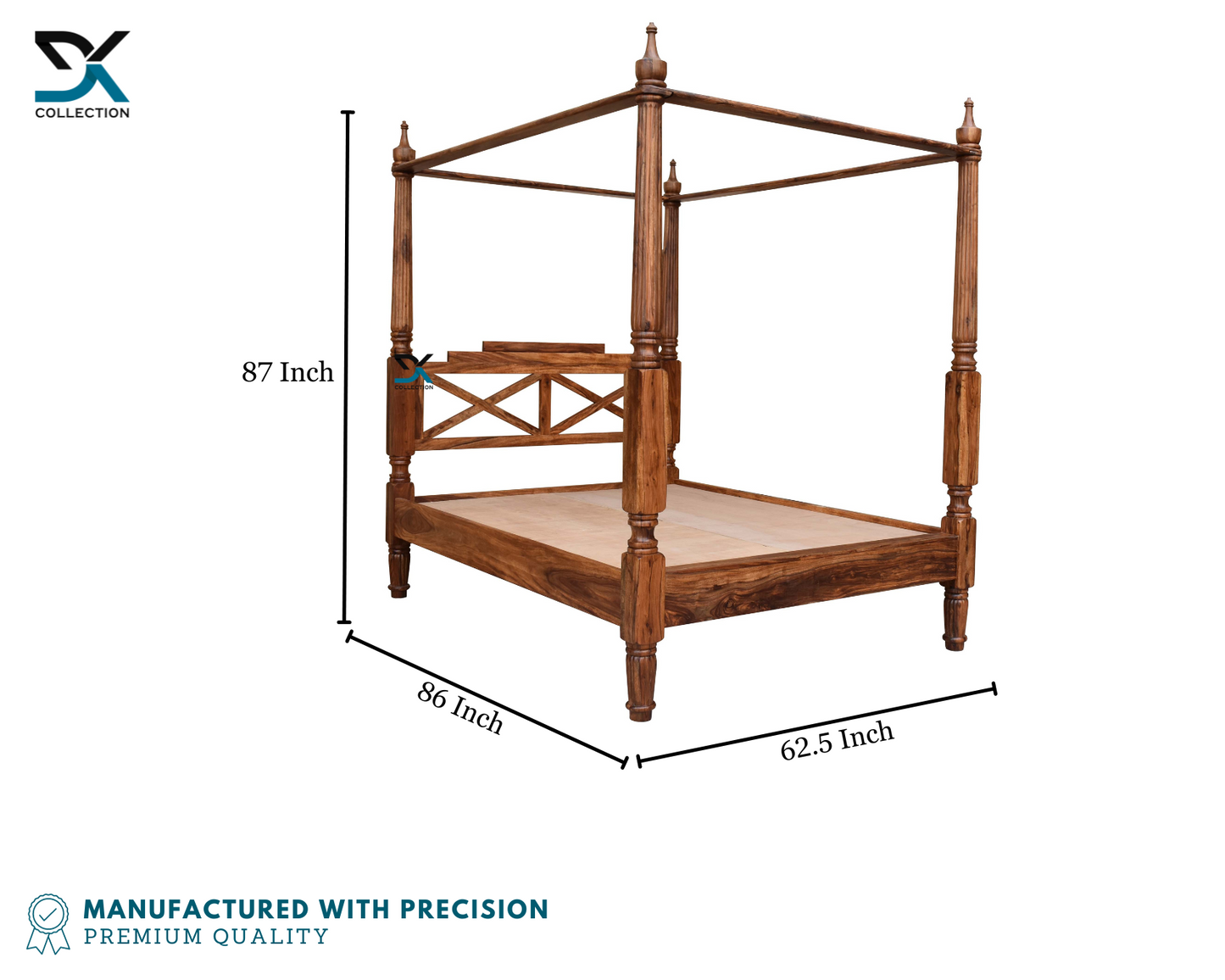 Monarch Solid Sheesham Wood Queen Size Bed