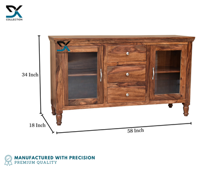 Monarch Solid Sheesham Wood Kitchen Crockery Cabinet