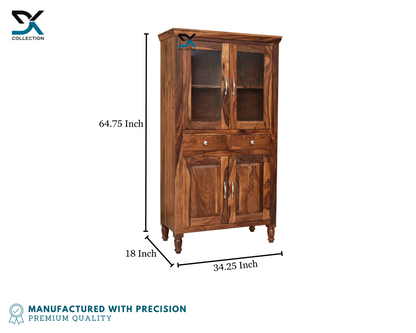 Monarch Solid Sheesham Wood Tall Kitchen/Crockery Cabinet