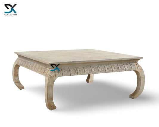 Montreal Solid Wood Flower Carving Coffee Table