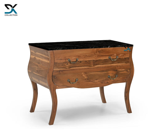 Zenith Teak Wooden Basin Counter | Marble Top Chest Of Drawers