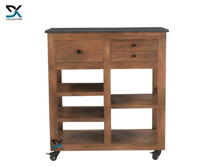 Wineyard 3-Drawer Bar Cart | Mobile Bar Cabinet