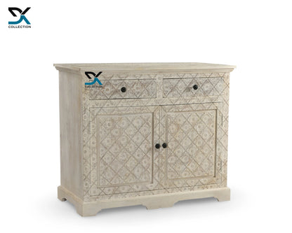 Montreal Solid Wood Flower Carving Storage Cabinet