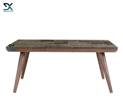 Centure Solid Wood Coffee Table with Metal Design Top