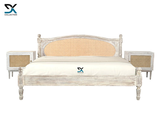 Sedona Teak Wood Bed | White