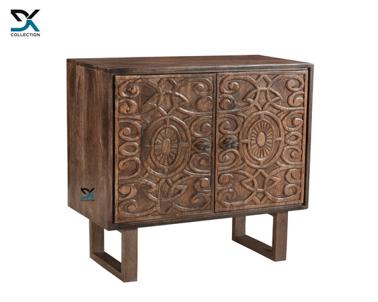 Solid Carved Mango Wood Cabinet