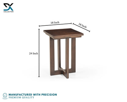 Scottsdale Teak Wood Side/End Table | Brass Inlay Table