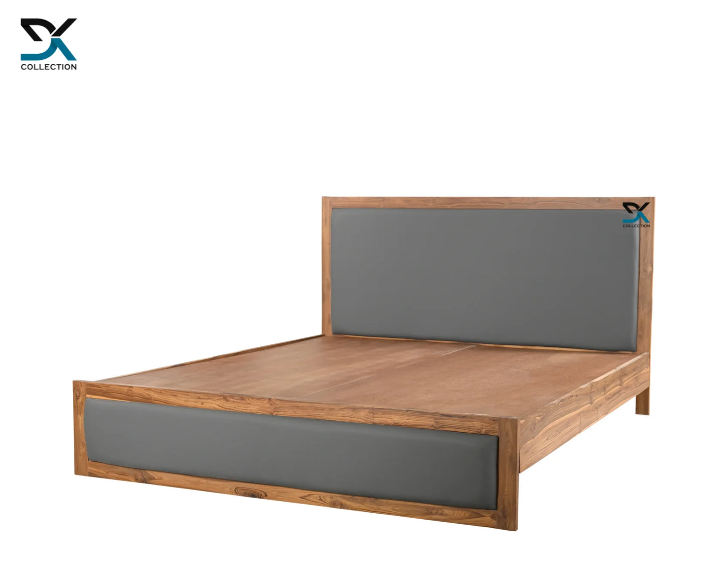 Zenith Teak Wood Upholstered Bed