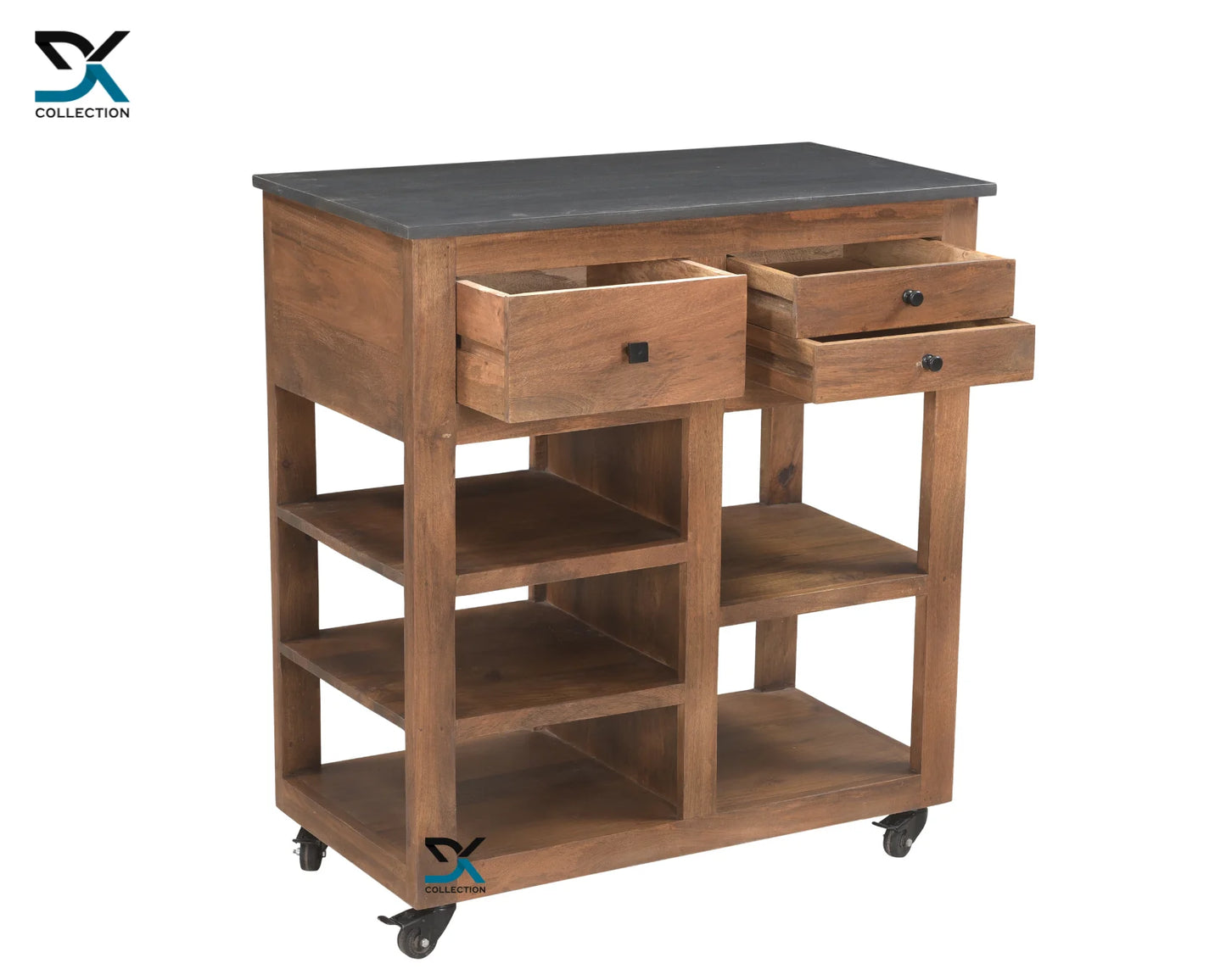 Wineyard 3-Drawer Bar Cart | Mobile Bar Cabinet