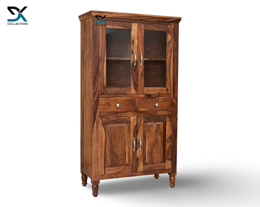 Monarch Solid Sheesham Wood Tall Kitchen/Crockery Cabinet