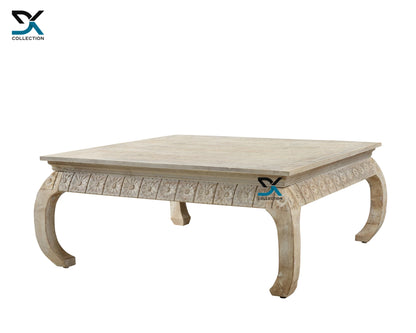 Montreal Solid Wood Flower Carving Coffee Table