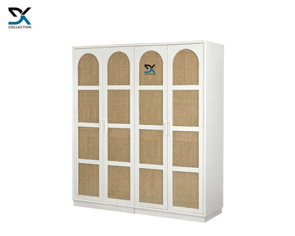 Wellington 4-Door Wardrobe | Wardrobe with Cane Design Doors