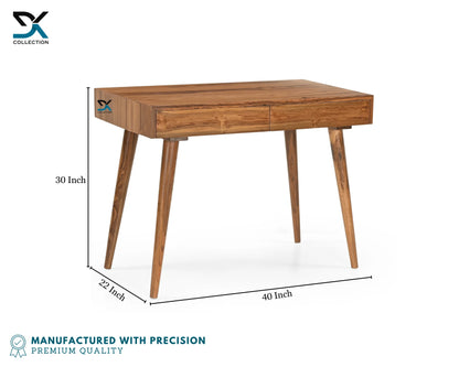 Monte Teak Wood Study Table With Chair | Solid Wood Desk With Chair