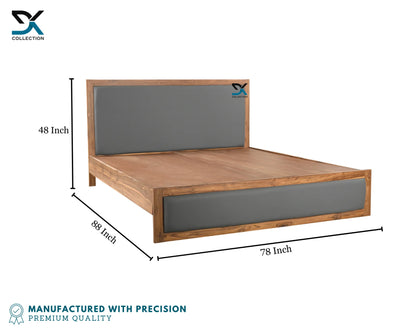 Zenith Teak Wood Upholstered Bed