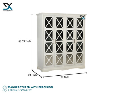 Zoey 4-Door Wardrobe | Plywood White Finished Wardrobe