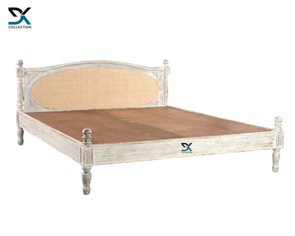 Sedona Teak Wood Bed | White