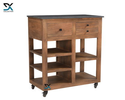 Wineyard 3-Drawer Bar Cart | Mobile Bar Cabinet