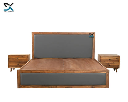 Zenith Teak Wood Upholstered Bed