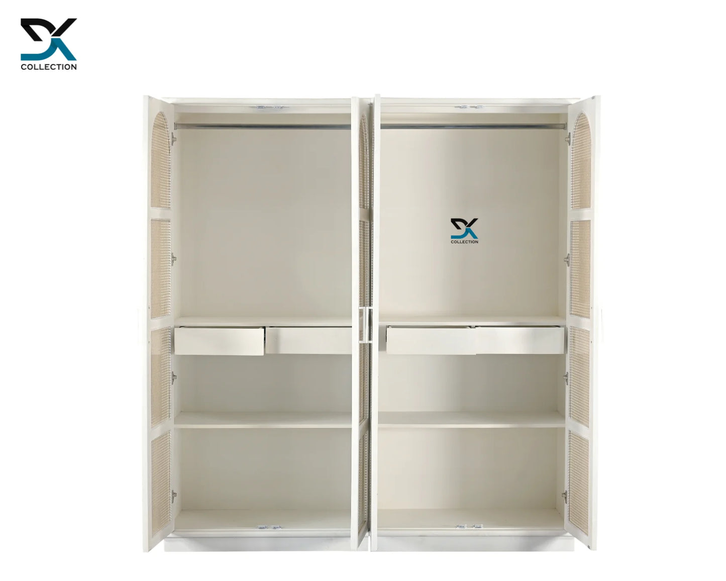 Wellington 4-Door Wardrobe | Wardrobe with Cane Design Doors