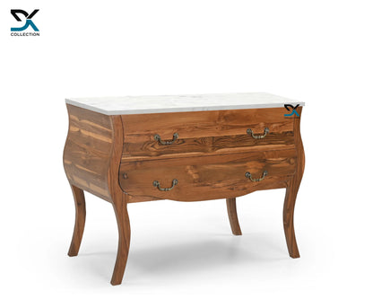 Zenith Teak Wooden Basin Counter | Marble Top Chest Of Drawers