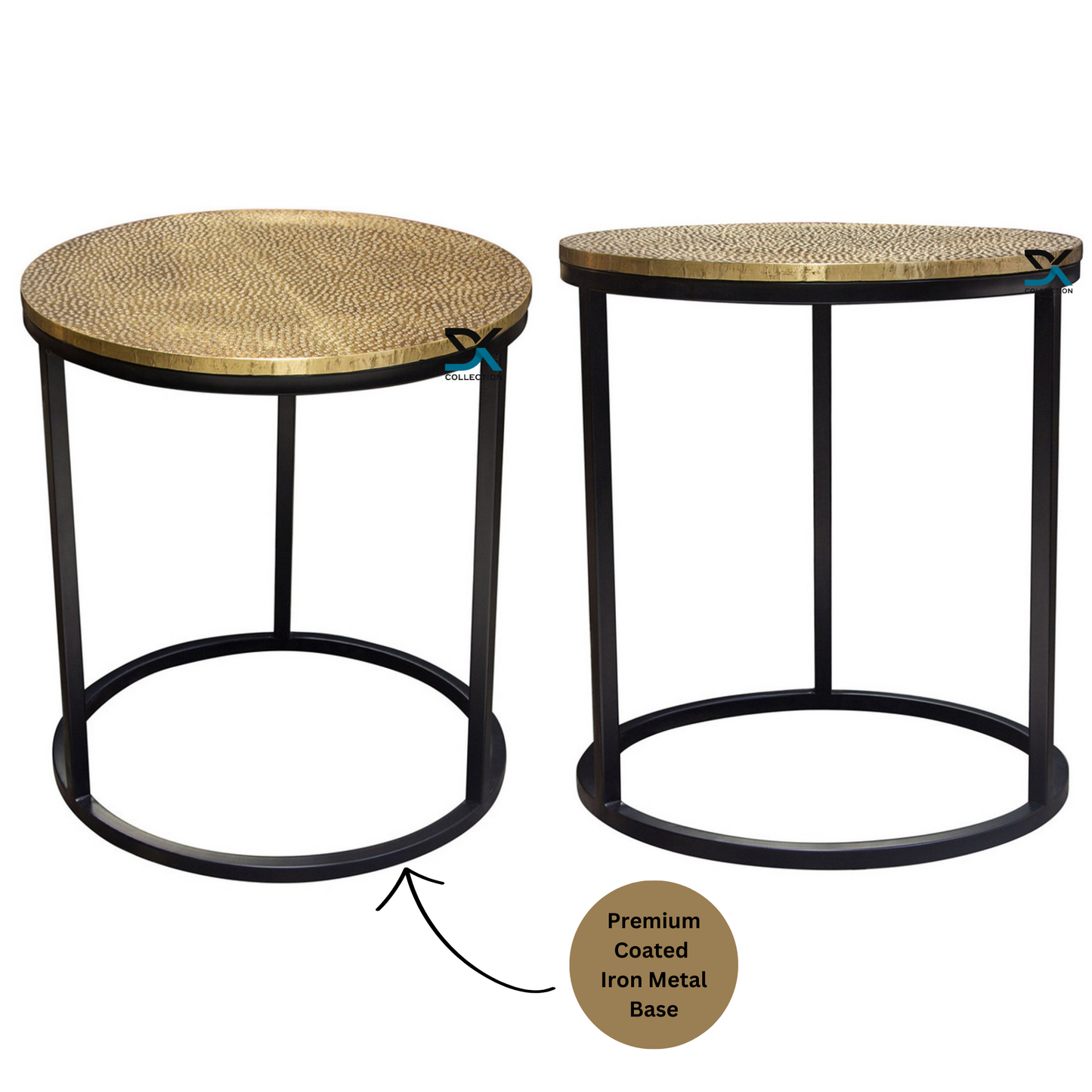 Brasso Set of 3 Nesting Table | Hammered Handmade Brass Sheet Top