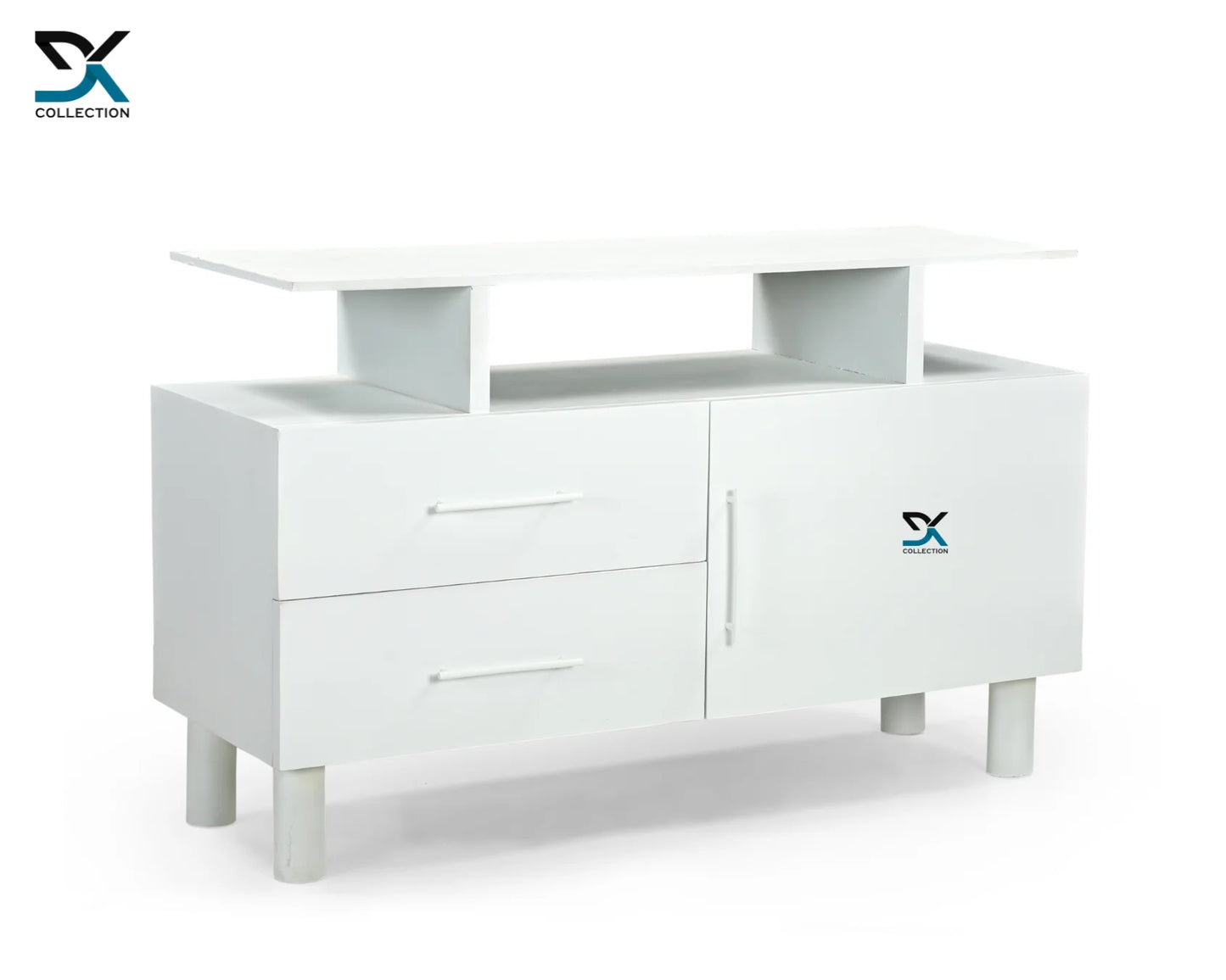 Wellington White TV Unit Cabinet | Entertainment Unit | 1-Door & 2-Drawers Cabinet | Basin Counter