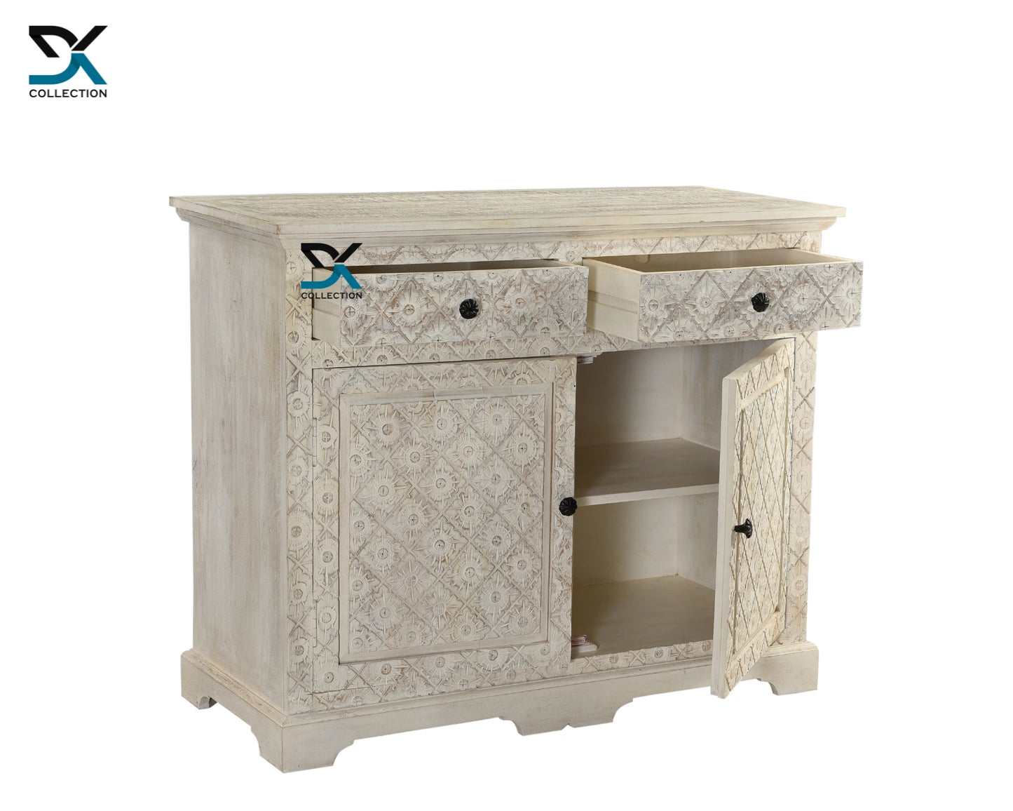 Montreal Solid Wood Flower Carving Storage Cabinet