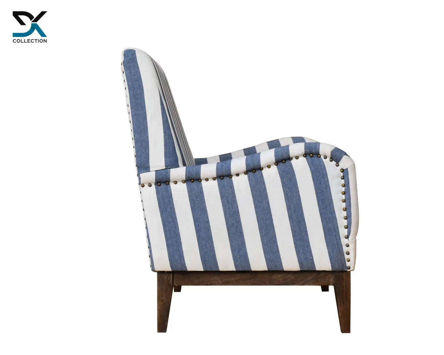 Neil Striped Lounge Chair | Living Room Seater With Wooden Legs