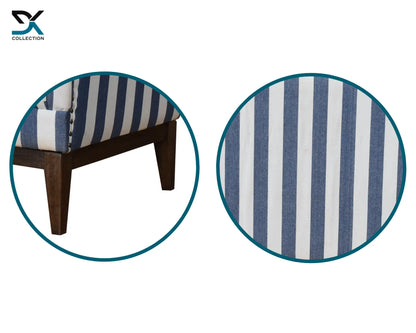 Neil Striped Lounge Chair | Living Room Seater With Wooden Legs