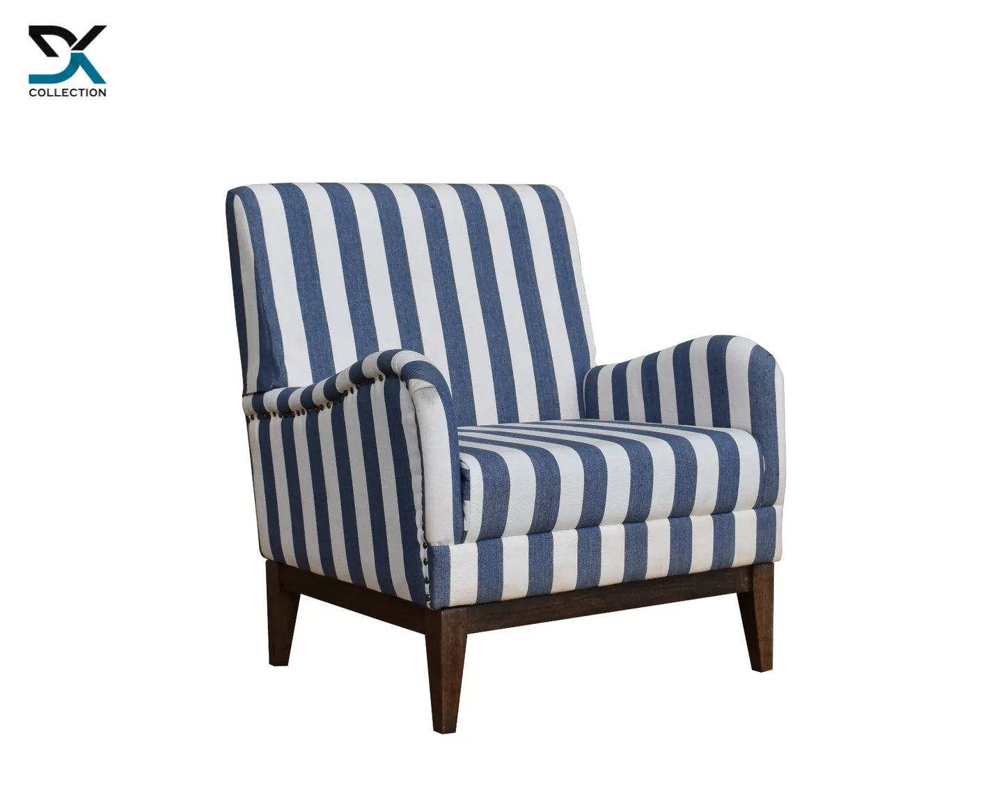 Neil Striped Lounge Chair | Living Room Seater With Wooden Legs