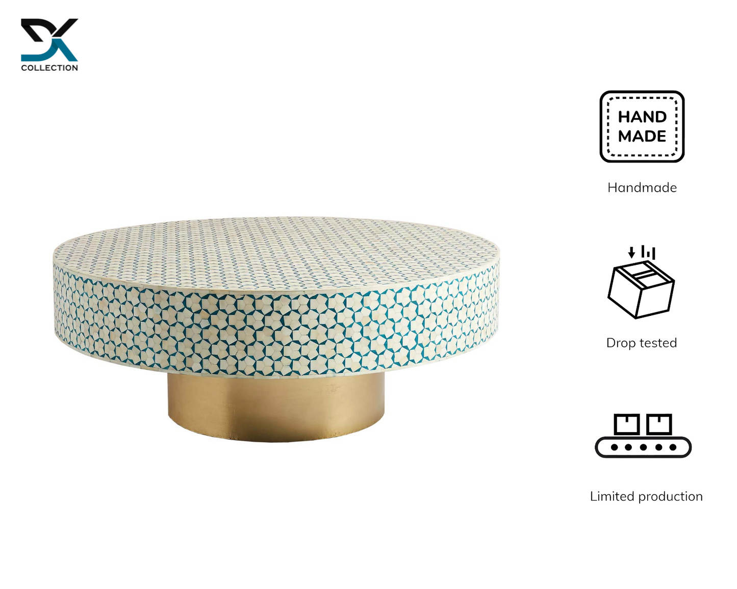 Optical Bone Inlay Round Coffee Table