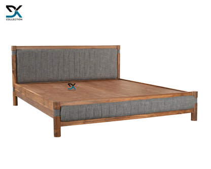 Zenith Teak Wood Upholstered Bed Without Storage