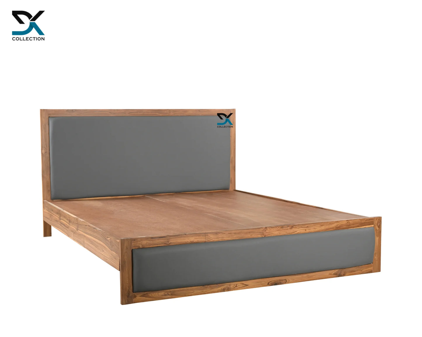 Zenith Teak Wood Upholstered Bed